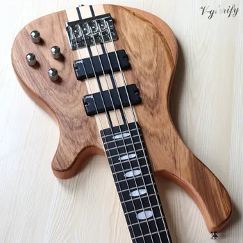 5 string zebrano top aktivní krku přes profesionální elektrická baskytara 43 palcový pevný honosí dřevo tělo na basovou kytaru