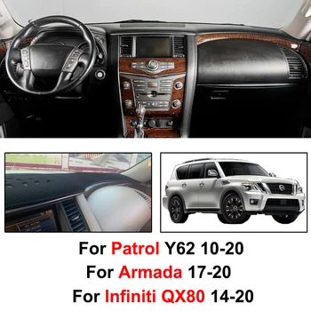 Xukey Dash Mat Dashmat Kryt Palubní desky Dash Cover Pro Nissan Patrol Y62 2010 - 2020 Armada 2017 - 2020 Infiniti QX80 - 2020
