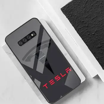 Tesla auto Telefon Případě Zadní Kryt Pro Samsung Případech S20 Plus S10 POZNÁMKA 8 9 10 10PRO Tvrzené Sklo Měkké Silikonové Edge