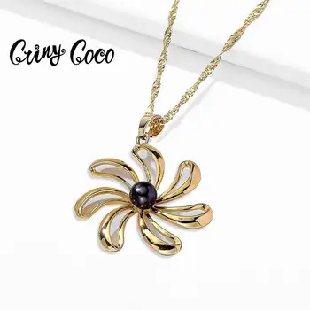 Cring Coco Klasické Květina Perlové Náhrdelníky Pro Ženy, Strana, Módní zlatá barva Náhrdelník Elegantní řetěz náhrdelník Šperky Dárky 2020