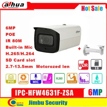 Dahua 6MP IP CCTV kamery, motorizované varifokální objektiv 2.7-13.5 mm IPC-HFW4631F-ZSA POE, IP67 IR80m bezpečnostní kamera vestavěný MIKROFON