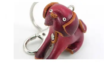 LosoDo Ručně Vyrobené Krásné štěně pravé Kůže Ručně Malovaná klíčenka Věšák Kreativní Ručně Kreslený Zvíře makramé Přívěsek na Klíče