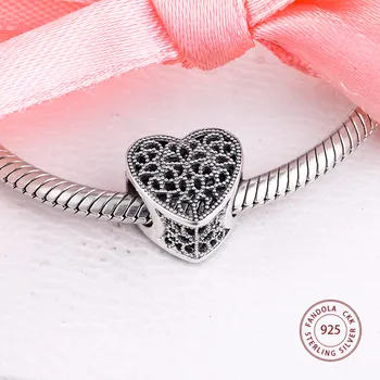 CKK Fits Pandora Kouzlo Náramek 925 Sterling Silver Srdce Romantika Kouzlo Korálků pro Ženy DIY Šperky Velkoobchod