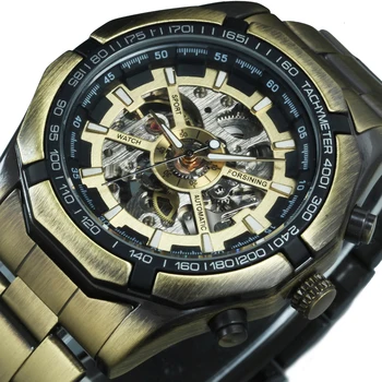 VÍTĚZ Retro Pánské Hodinky Top Značky Luxusní 2020 Automatické Mechanické Hodinky Muži Měď Ocel Řemínek Kostra Armádní Náramkové hodinky