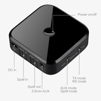 Bluetooth 5.0 HD Audio Vysílač, Přijímač Podporuje 3,5 mm vstup AUX SPDIF Digitální TV Bezdrátový Adaptér