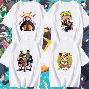 Letní Funny Naruto Bílé T Košile Japonské Anime Nudle Tričko Muži Ženy Grafické T-shirt Oblečení Tričko Tištěné Krátký Rukáv Top
