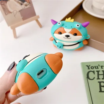 Roztomilý Kreslený Pes Shiba Inu 3D Pouzdro Pro AirPods 1 2 Pro Box Měkké Silikonové Bezdrátové Bluetooth Sluchátka Zvířat Batoh Pes Pokrytí