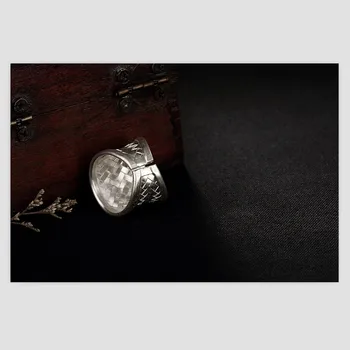 Uglyless Skutečný S 925 Sterling Silver Ženy Otevření Prsteny Ručně Pletené Široký Prsten Etnické Nepálu Vazba Tvář Personalizované Šperky