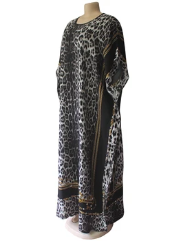 Plus velikost Dashikiage Leopard Řetězce Tištěné letní Maxi šaty dámské robe femme vestidos