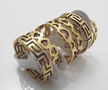 Velkoobchodní 40 ks módní Zlaté láska design duté řezané květiny z Nerezové Oceli, Prsteny prsten Lady