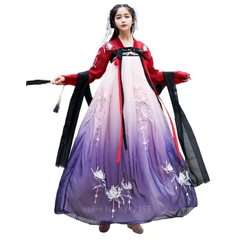 Hanfu Ženy Víla Šaty Tradiční Čínské Oblečení Ženy Nový Rok Festival Oblečení Tang Oblek Výkon Lidový Tanec Kostýmy