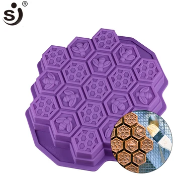 SJ Velké Velikosti Silikonový Dort Forma Kreativní Včelí Med Mýdlo Formy 19 Buňky Medové plástve včelího Vosku, Čokoládové Formy Dort Pečení Zdobení