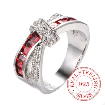 925 Sterling Silver Šperky Vintage Fialová Crystal Pár Snubní Stříbrné Prsteny pro Ženy, Muže Módní Anel Bijoux De Prata