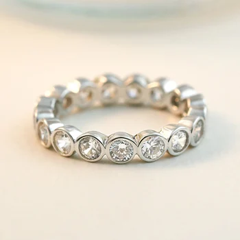 Real 925 Sterling Silver prsten pro Ženy Módní Šperky v Jedné řadě AAA CZ Zásnubní svatební party kroužky Velikost 5-10 Bague femme