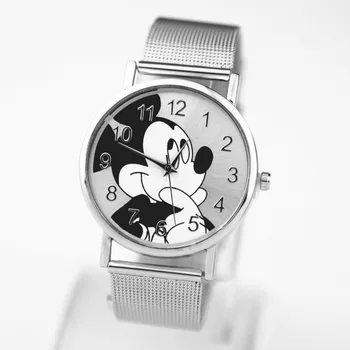 Zegarki meskie New mickey značky módní ležérní nerezové oceli hodinky Muži z nerezové oceli ok Pás quartz hodinky Muži Hodiny reloj