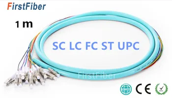 1 m 12 Vláken Pigtail LC, SC, FC UPC 50/125 Multimode OM3 Parta 12 core Fiber Optic Pigtail - 0.9 mm PVC Bunda