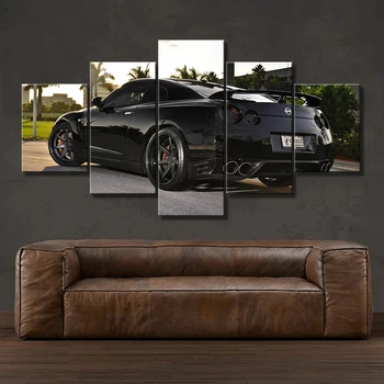Plátno Obrazy HD Print Frame umělecká Díla Moderní 5 Kusů Nissan Skyline Gtr Auto Obrázky Noční Domácí Zeď Dekorativní Umění Plakáty