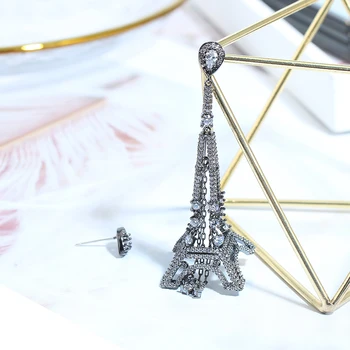 XIUMEIYIZU Eiffelova Věž Houpat Náušnice Vysoce Kvalitní Zirkony Asymetrie Náušnice móda ucho Šperky party Ornament dárek