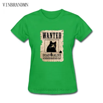 Bavlna Schrodinger 's Cat T Shirt Ženy Chtěl, Mrtvý A Živý Zoufalý Teorie Velkého Třesku Dívka Tričko Vědy Kitten T-Shirt
