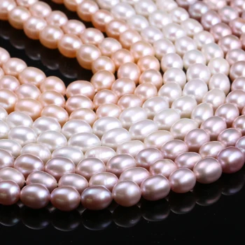 Přírodní Sladkovodní Kultivované Perly, Korálky Rýže Tvar Přírodní Perly pro Výrobu Šperků DIY Strand 13 Palců Velikost 7-7.5 mm