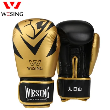 Wesing Pro Dospělé Boxerské Rukavice Muay Thai MMA Punch Rukavice bez prstů Silver Gold