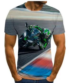 Cool závodní grafické T-shirt motorce 3D tištěné pánské T-shirt letní módní topy punk T-shirt mužů plus velikost streetwear