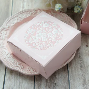 Nové 12*12*4.5 cm 10ks růžová sakura cherry Papírové Krabice Úložné Boxy Cookie Kontejner dárkové Balení Svatební Vánoční Použít