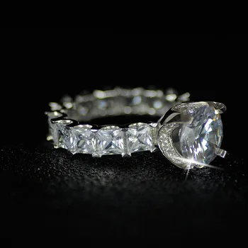 Oslňující prsten, 925 Sterling silver, Kolo 3ct AAAAA Zirkony Zásnubní svatební kapely Prsteny pro ženy, Svatební Módní Šperky