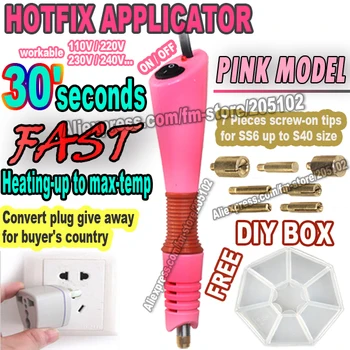 Rychlé Teplo Opravy HotFix Aplikátor ! 1 sada/mnoho Růžová Fialová hůlka Zbraň+zdarma DIY box pro Hot fix Kamínky žehlička na krystaly strass kámen