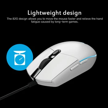 G102 Wired Gaming Mouse 8000 DPI Podsvícený Mechanické Myši, Boční Tlačítka Oslnění Myš Makro Notebooku USB Home Office