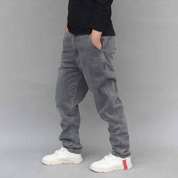 Módní Patchwork Harémové Džíny Muži Ležérní Hip Hop Denim Kalhoty Sestříhané Design Šedé Kalhoty Volné Běžci Pytlovité Džíny Muž Oblečení
