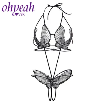 Ohyeahlover Transparentní Tělo Motýl Kostým Ženy Subjekty Open Poprsí Sexy Kostým Sexy Erotické Crotchless Teddy Prádlo RM80762