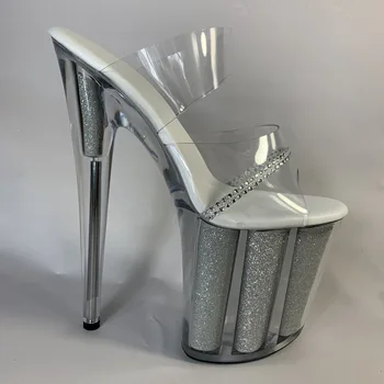 Sky high dámské sandály stříbrné pohodlné tenké podpatky vodotěsné platforma 20 cm super vysoké podpatky model club boty