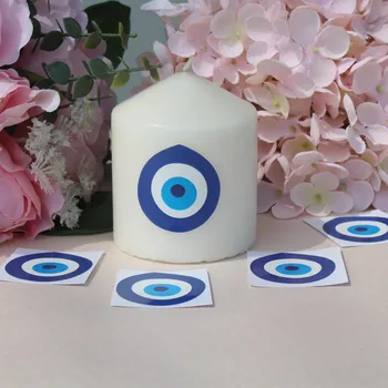 Zlé oko symbol, řecké, turecké arabské talisman klasický kulatý nálepka svatební laskavosti vinyl modré oči, dekorace