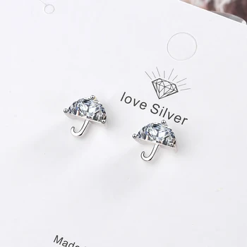 Real 925 Sterling Silver Luxusní Značky korejské Jasné Zirkony Deštník Náušnice pro Ženy, Svatební Šperky Pendientes