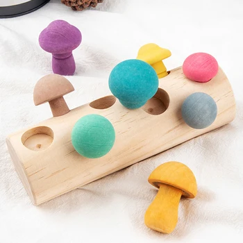 Dřevěné Rainbow Bloky Houbaření Hry, Montessori Vzdělávací Dřevěné Hračky Vývojové Tvar Odpovídající Montážní Pochopit
