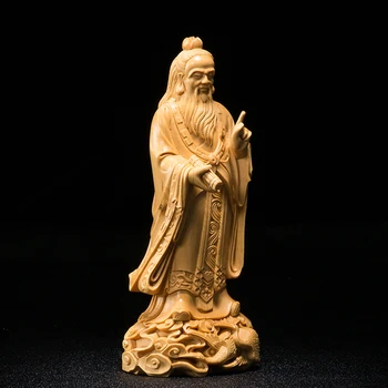 18CM Laozi Postava Taoismu Stav Historických lidé, Dřevěné Sochy, Řemesla, Dřevěné Sochy, Feng Shui Sochy Zimostráz Domácí Dekoraci