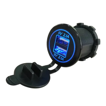 5v 4.2 Dual USB nabíječka do auta adaptér zásuvky s světelný kroužek pro Auto, motocykl, loď, RV konverze