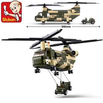 520Pcs Vojenské letectvo Dopravní Vrtulník Model Stavebních Bloků Vojáků ARMÁDY DIY Cihly Vzdělávací Hračky pro Děti