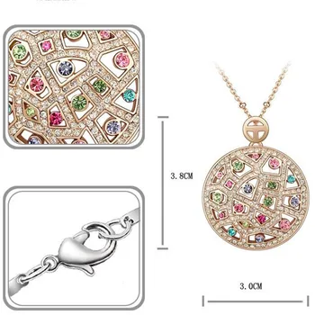 SHDEDE Klasické Módní Šperky Soupravy Náhrdelník Hoop Náušnice Rakouské Crystal Duté Přívěsky Pro Ženy, Dárek k Narozeninám -3541