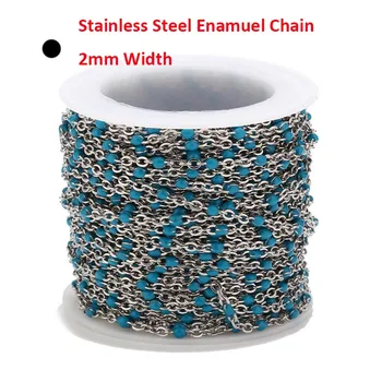 2 mm Šířka Art Design Řetězce Zjištění z Nerezové Oceli Multi-Barevný Smalt Řetězy Pro Náhrdelník, Náramek Náramek Šperky