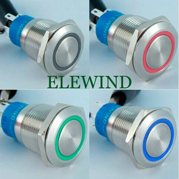 ELEWIND 19mm 3 led barvy prsten osvětlený tlačítkový spínač(PM192F-11E/J/RGB/12V/S 4pins pro led)
