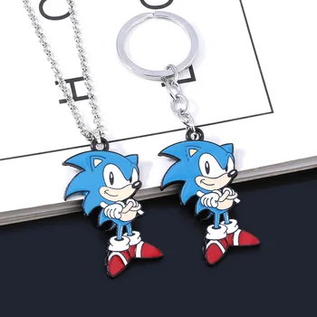 Karikatura Sonic the Hedgehog Klíčenka Anime Cosplay Sonic Obrázek Smalt Kovový Přívěšek na klíče Pro Muže Klíčové Dámské kabelky Příslušenství Dárek