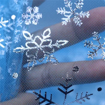 Šířka1.55 m Modrá Vločka Flitr Tkaniny Diy Organza Party Dekor Princezna Šaty Zimní říši Divů Dekorace Vánoční Dodávky