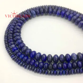 Přírodní Kámen Lapis Lazuli Rondelle Distanční Kulaté Korálky Pro Výrobu Šperků DIY Náramek, Náhrdelník