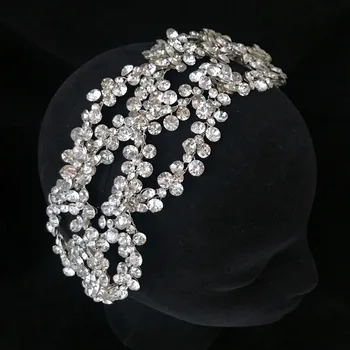Luxusní Crystal Stříbrná/Zlatá Koruna Diadém Větší Zakázku Kamínky Royal Queen Princezen Strana Koruna Družičky