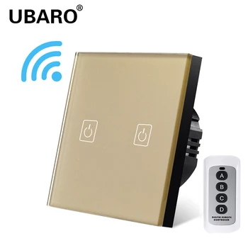 UBARO EU/UK Luxusní Křišťálové Sklo, Dálkové Spínače Panel Bezdrátové Nástěnné Světlo Dotykový Power Manette Interruptor Tlačítko Spínač 220V