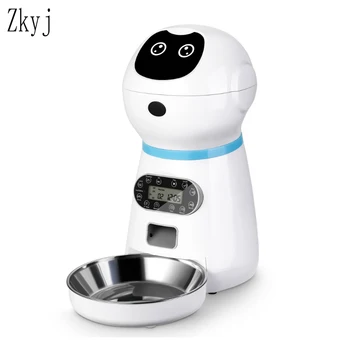 Plug Automatické Pet Podavače S Hlasový Záznam z Nerezové Oceli Dog Food Bowl Auto Kočka LCD Displej Časovač Potravin Dávkovač
