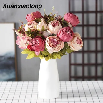 Xuanxiaotong 13 Hlava Pivoňka Umělé Květiny Svatební Kytice Home pro Stolní Dekorativní Falešný Pivoňky Kytice