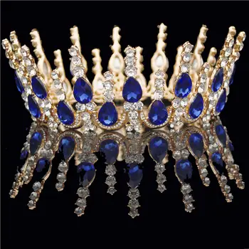 Módní Vícebarevné Crystal Luxusní Kolo Královna Svatební Svatební Koruna Diadém Drahokamu Čelenka Hlavu Šperky Vlasové Doplňky